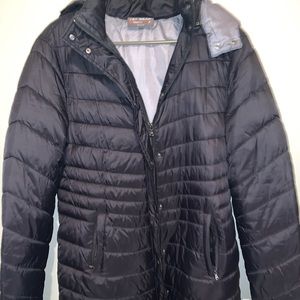 Women Tek Gear black long puffed hooded coat